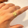 Stainless Steel Open Heart Shape Minimalist Ring With 18K Gold Plating