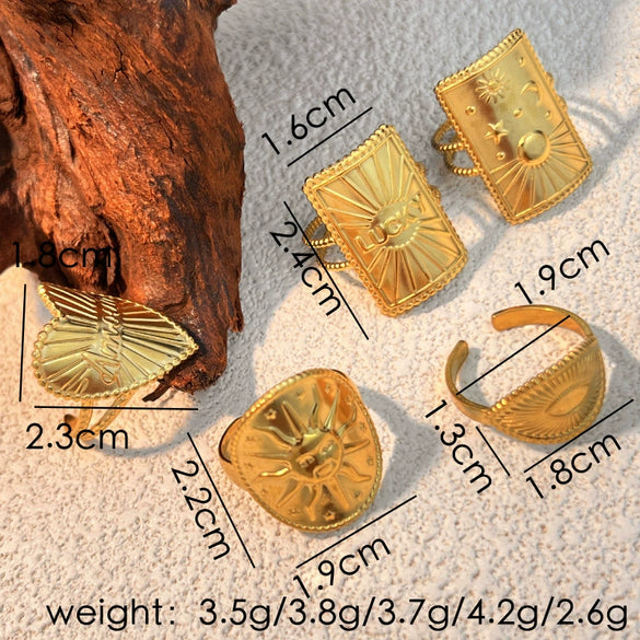 Stainless Steel Open Heart Shape Minimalist Ring With 18K Gold Plating