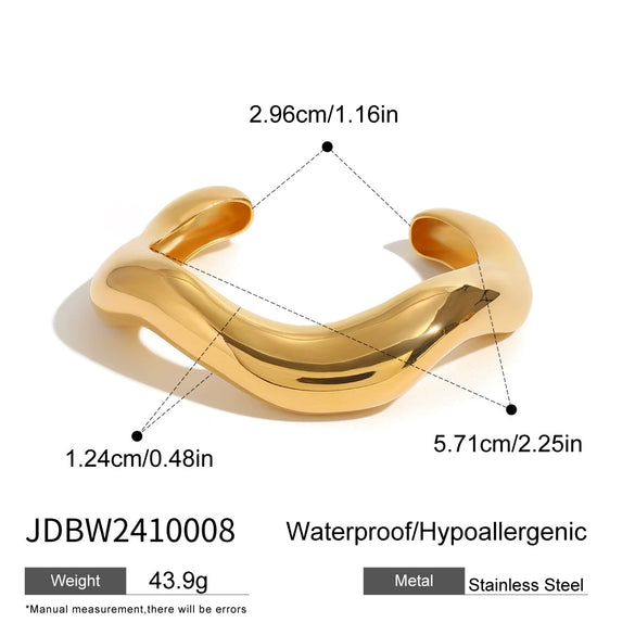 Stainless Steel Open Ring Bracelet With Geometric Style And Electroplating Treatment