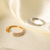Stainless Steel Open Ring For Women Set With Diamonds Geometric Style