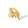 Stainless Steel Open Ring For Women With Flower And Geometric Patterns Electroplated