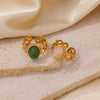 Stainless Steel Open Ring For Women With Natural Stone And 18K Gold Plated Electroplating Jewelry