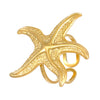 Stainless Steel Open Ring For Women With Starfish Seashell And Ginkgo Leaf Ocean Holiday Style Hand Jewelry Electroplated