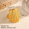 Stainless Steel Open Ring For Women With Starfish Seashell And Ginkgo Leaf Ocean Holiday Style Hand Jewelry Electroplated