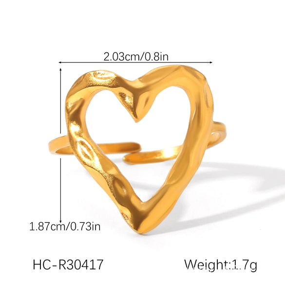 Stainless Steel Open Ring Geometric Design 18K Goldplated Hand Jewelry For Women