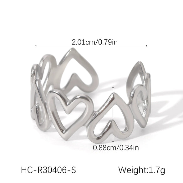Stainless Steel Open Ring Geometric Design 18K Goldplated Hand Jewelry For Women