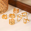 Stainless Steel Open Ring Geometric Design 18K Goldplated Hand Jewelry For Women