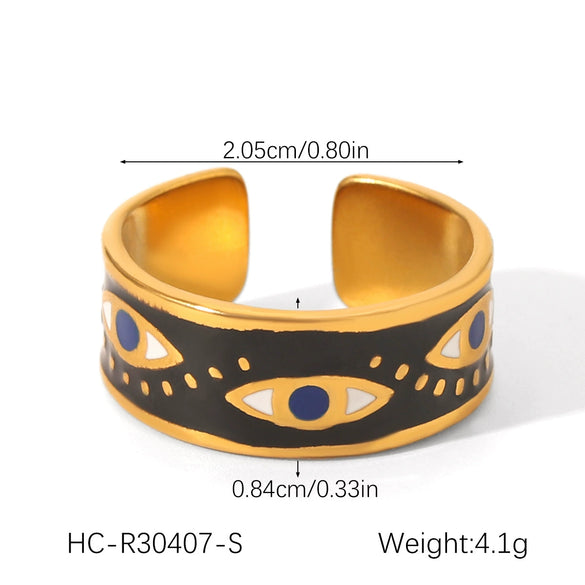 Stainless Steel Open Ring Geometric Design 18K Goldplated Hand Jewelry For Women