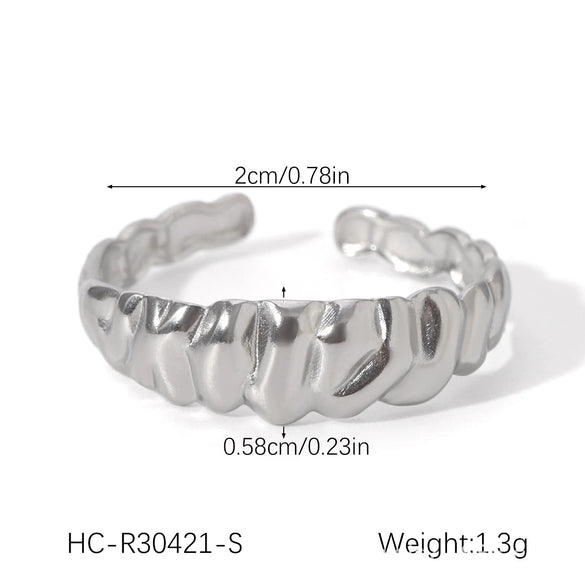Stainless Steel Open Ring Geometric Design 18K Goldplated Hand Jewelry For Women