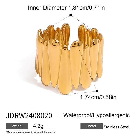Stainless Steel Open Ring Geometric Drop Shape Electroplated Women's Hand Jewelry