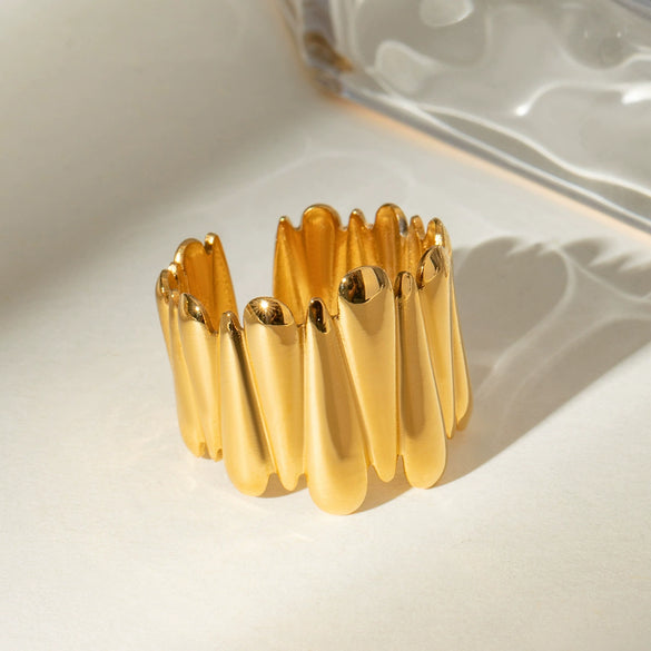 Stainless Steel Open Ring Geometric Drop Shape Electroplated Women's Hand Jewelry