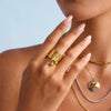 Stainless Steel Open Ring With Cherry Pendant And Geometric Hammer Pattern Electroplated Design For Women