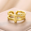Stainless Steel Open Ring With Cross Bow Star Moon Design Electroplated Unisex Ladies Ring