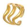 Stainless Steel Open Ring With Heart Shape Flower Leaf Letters Numbers Text Electroplated Unisex
