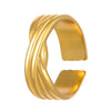 Stainless Steel Open Ring With Heart Shape Flower Leaf Letters Numbers Text Electroplated Unisex