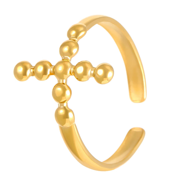 Stainless Steel Open Ring With Heart Shape Flower Leaf Letters Numbers Text Electroplated Unisex