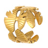 Stainless Steel Open Ring With Heart Shape Flower Leaf Letters Numbers Text Electroplated Unisex