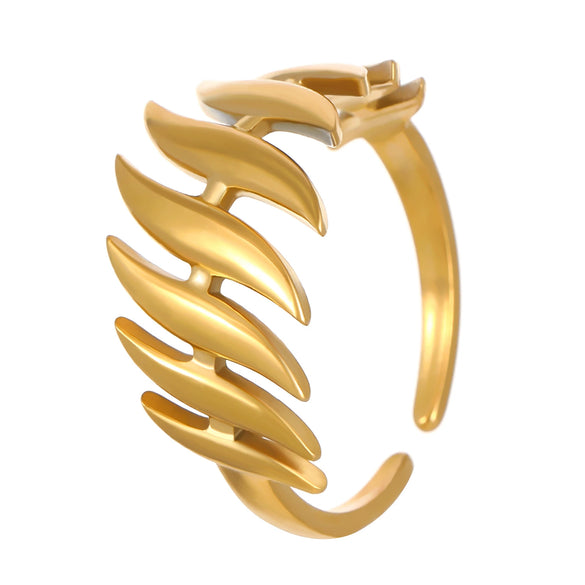 Stainless Steel Open Ring With Heart Shape Flower Leaf Letters Numbers Text Electroplated Unisex