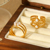 Stainless Steel Open Ring Women's Hand Jewelry Geometric Style Electroplated