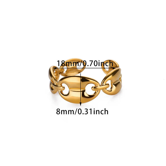 Stainless Steel Open Ring Women's Retro Exaggerated Geometric Electroplated