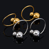 Stainless Steel Open Tail Ring With Steel Ball Electroplated 18K Gold