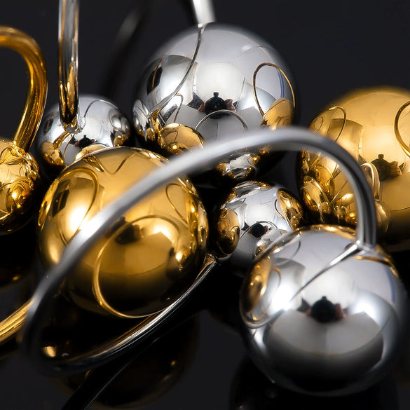 Stainless Steel Open Tail Ring With Steel Ball Electroplated 18K Gold