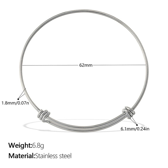 316L Stainless Steel Open Thin Irregular Minimalist Retro Personality Electroplated Bracelet