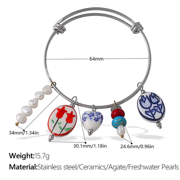 316L Stainless Steel Open Thin Irregular Minimalist Retro Personality Electroplated Bracelet