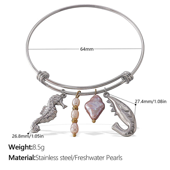 316L Stainless Steel Open Thin Irregular Minimalist Retro Personality Electroplated Bracelet