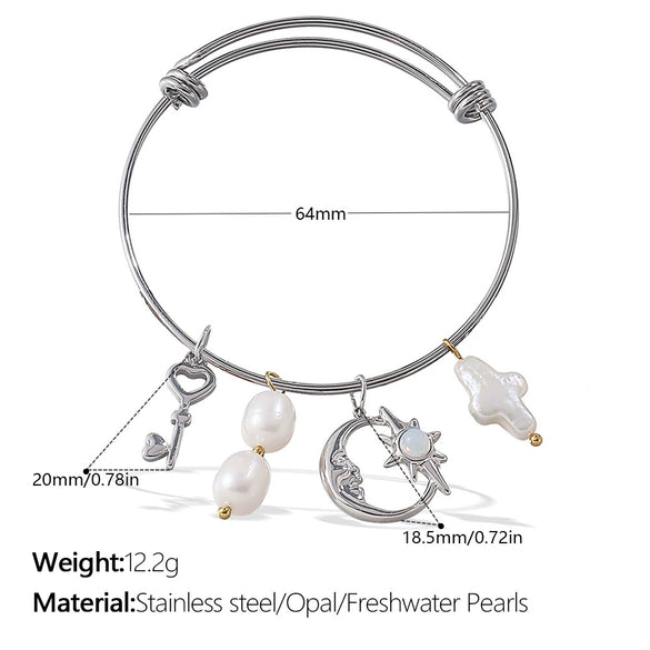 316L Stainless Steel Open Thin Irregular Minimalist Retro Personality Electroplated Bracelet
