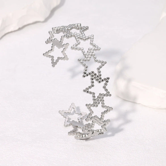 Stainless Steel Opening Hollow Fivepointed Star Bracelet With Electroplating Treatment And Minimalist Design
