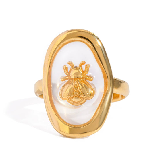 Stainless Steel Opening Ring With Animal Zodiac Pattern Electroplated For Women