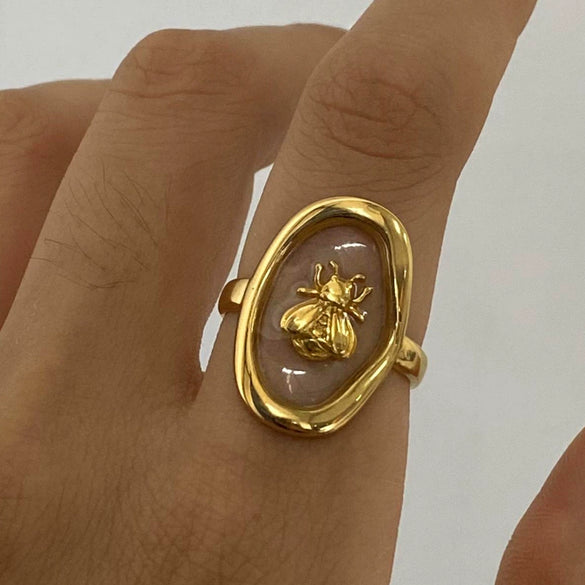Stainless Steel Opening Ring With Animal Zodiac Pattern Electroplated For Women