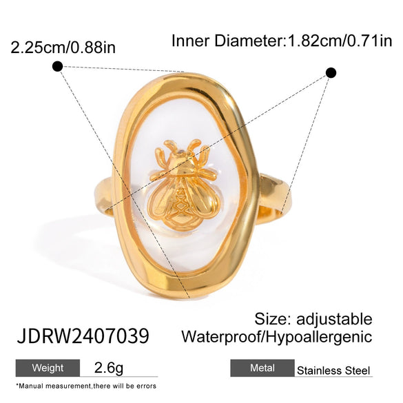 Stainless Steel Opening Ring With Animal Zodiac Pattern Electroplated For Women