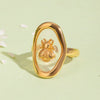 Stainless Steel Opening Ring With Animal Zodiac Pattern Electroplated For Women