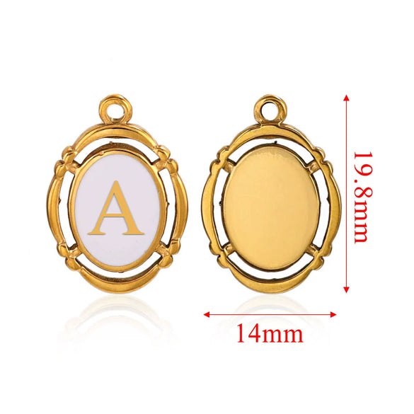 Stainless Steel Oval And Hexagonal Geometric Letter Pendant Jewelry Accessories With Electroplating