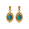 Stainless Steel Oval Bohemian Natural Stone Turquoise Pendant Totem Pattern Electroplated Diy Jewelry Accessories Necklace