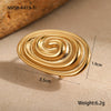 Stainless Steel Oval Conch Shape Retro Light Luxury Ring Electroplated