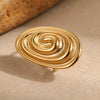 Stainless Steel Oval Conch Shape Retro Light Luxury Ring Electroplated