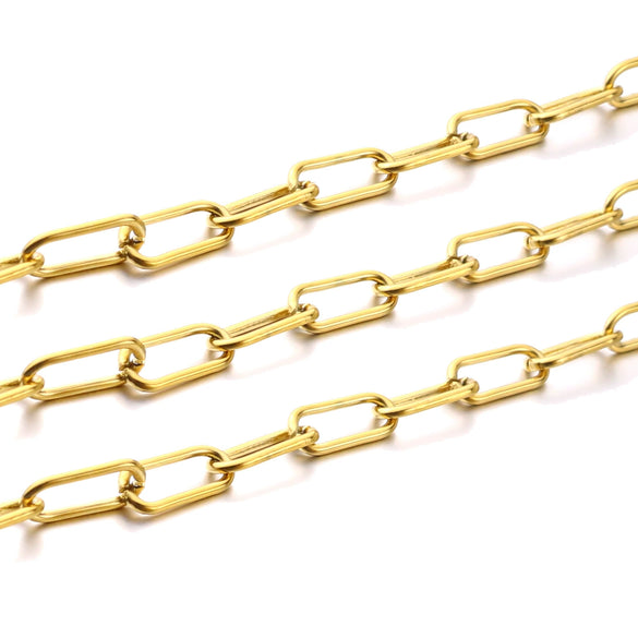 Stainless Steel Oval Decorative Chain With Cross For Diy Necklace And Bracelet Accessories Electroplated