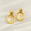 316L Stainless Steel Oval Geometric Electroplated Earrings Unisex