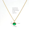 Stainless Steel Oval Geometric Pendant Necklace With Emerald And White Diamond Accents Electroplated Oshaped Chain Women's Jewelry