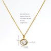 Stainless Steel Oval Geometric Pendant Necklace With Emerald And White Diamond Accents Electroplated Oshaped Chain Women's Jewelry