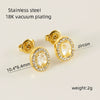 316L Stainless Steel Oval Inlaid Zircon Electroplating Women's Earrings