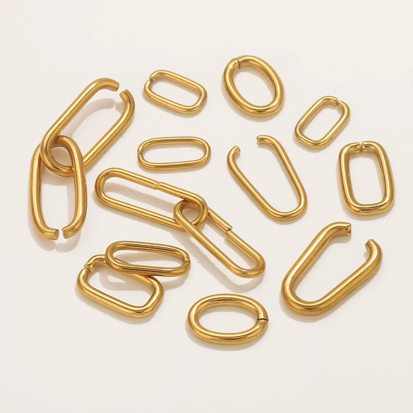 Stainless Steel Oval Melon Seed Jewelry Buckle Necklace Diy Handmade Electroplated Semi Finished Pendant Jewelry Accessories