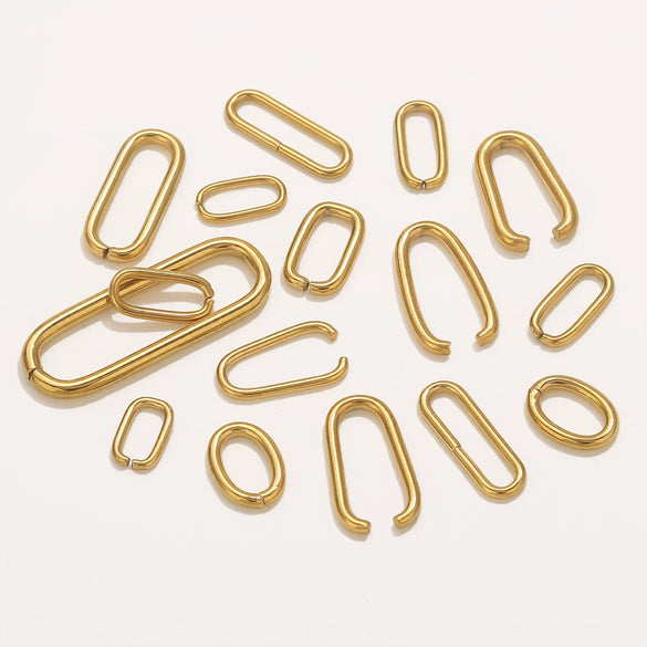 Stainless Steel Oval Melon Seed Jewelry Buckle Necklace Diy Handmade Electroplated Semi Finished Pendant Jewelry Accessories