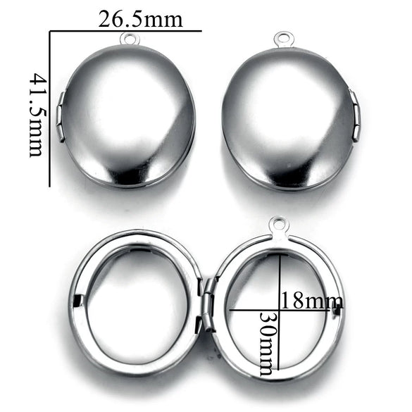 Stainless Steel Oval Photo Box Pendant Jewelry Accessories With Vintage Embossed Pattern And Electroplating