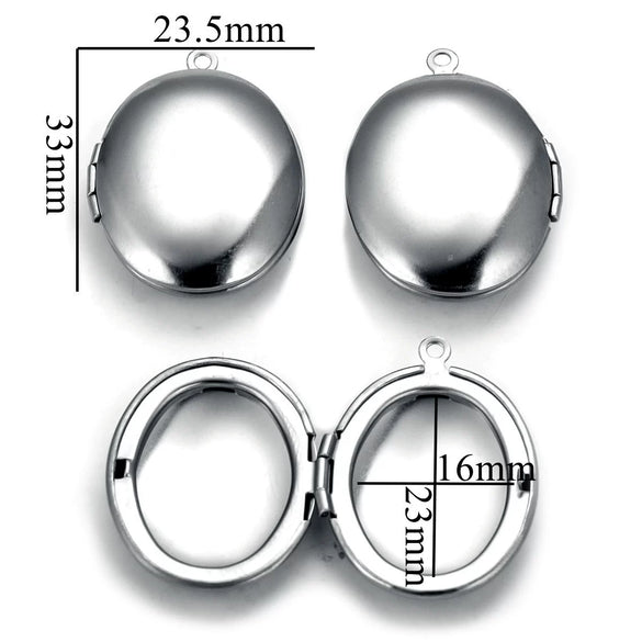 Stainless Steel Oval Photo Box Pendant Jewelry Accessories With Vintage Embossed Pattern And Electroplating