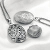 Stainless Steel Oval Photo Box Pendant Jewelry Accessories With Vintage Embossed Pattern And Electroplating