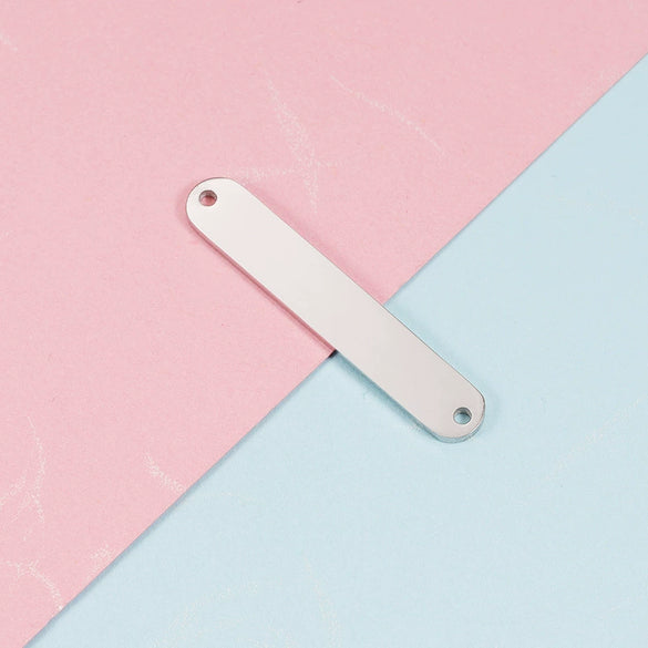 Stainless Steel Oval Rectangle Double Hole Pendant Diy Bracelet Necklace Accessories Fine Polishing Geometric Style